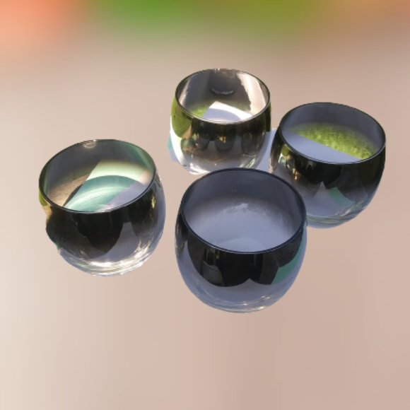 Mid century modern silver fade rolly polly glasses Set of four glasses SET B - Picture 1 of 15